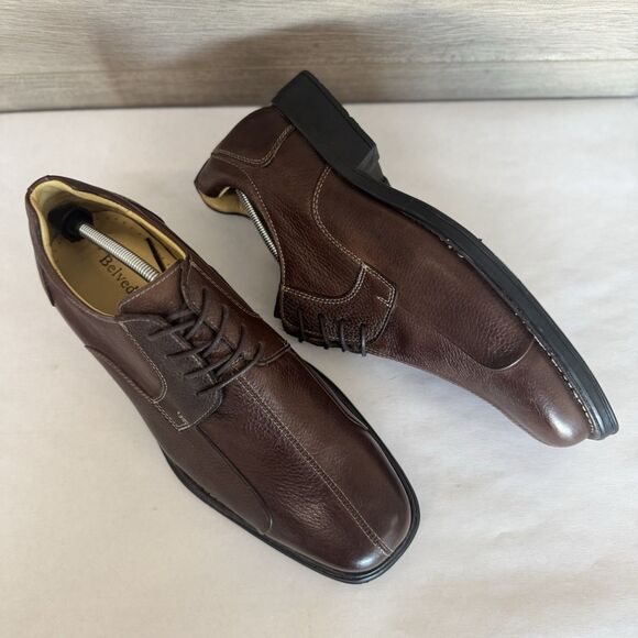 NEW Studio Belvedere Bay Bridge Brown Pebble Leather Oxford Shoe Men 11.5 EEE - Picture 4 of 10